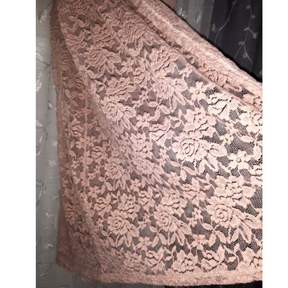 VOCAL Pink Suede and Lace Long Vest Sleeveless Duster Open Cardigan Sweater L - Picture 3 of 6